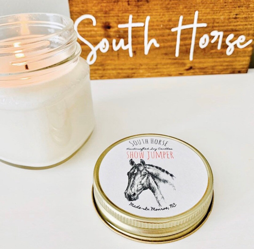 Show Jumper Candle Oakmoss Amber Scented, Horse Candle, Soy Wax, Mason Jar, Equestrian Gifts