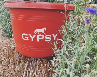 Personalized Horse Bucket Decal - Personalized Decal, Equestrian Gift, Feed Bucket, Pet Name, Horse Sticker, Vinyl Label, Equine, Barn Decal