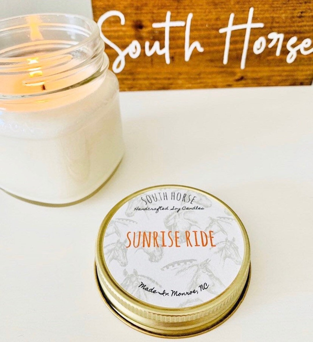 Sunrise Ride Candle - Citrus Scent, Horse Candle, Soy Wax, Mason Jar ...