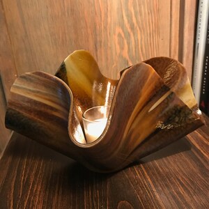 Candle holder / decor piece  in swirls of brown