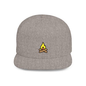 Camp Fire Flat Bill Hat | Embroidered Camp Fire Flat Bill Snapback | Camp Fire Hat