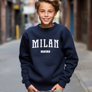 Milan Kids Sweatshirt | Milan Italy Youth Crewneck Sweatshirt | Italian Vacation