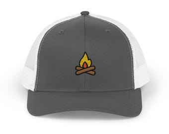 Camp Fire Trucker Hat | Embroidered Camp Fire Trucker Hat | Camp Fire Hat