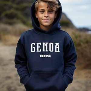 Genoa Kids Hoodie | Genoa Italy Youth Pullover Hoodie | Genovese, Italian Travel