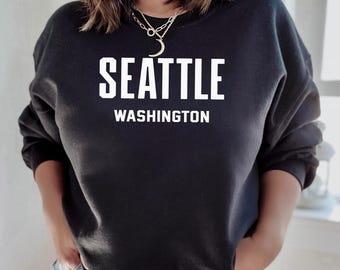 Sweat-shirt Seattle | Détroit de Puget dans l'État de Washington | Sweat-shirt ras du cou Seattle Washington