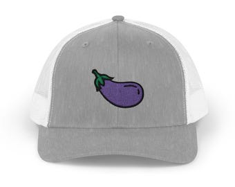 Eggplant Trucker Hat | Embroidered Eggplant Trucker Hat | Eggplant Hat