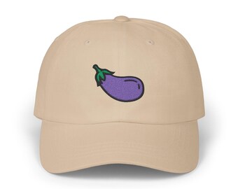 Eggplant Dad Hat | Classic Embroidered Eggplant Dad Cap | Eggplant Hat