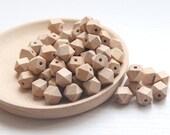 5 - 100 12mm Faceted Beech Wood Eco Natural Beads Hexagon Smooth Raw Wood Beads, Raw Wood Hexagon Beads