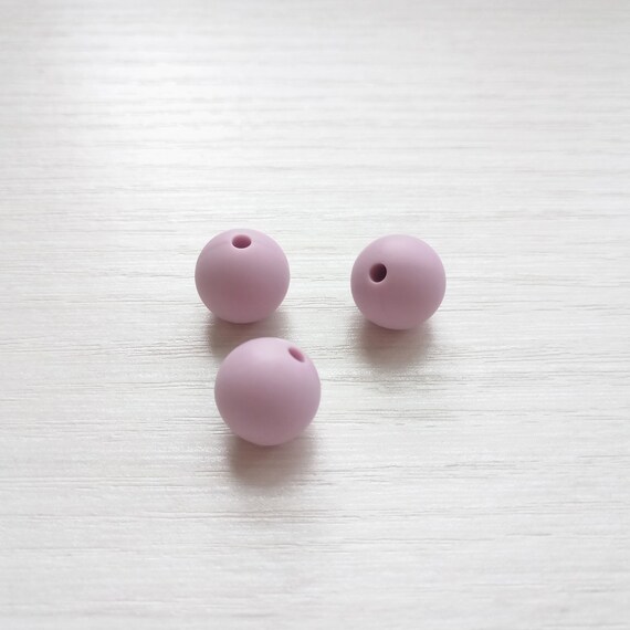 10 silicone beads PEARL VIOLET 19mm round BPA free baby sensory jewellery purple