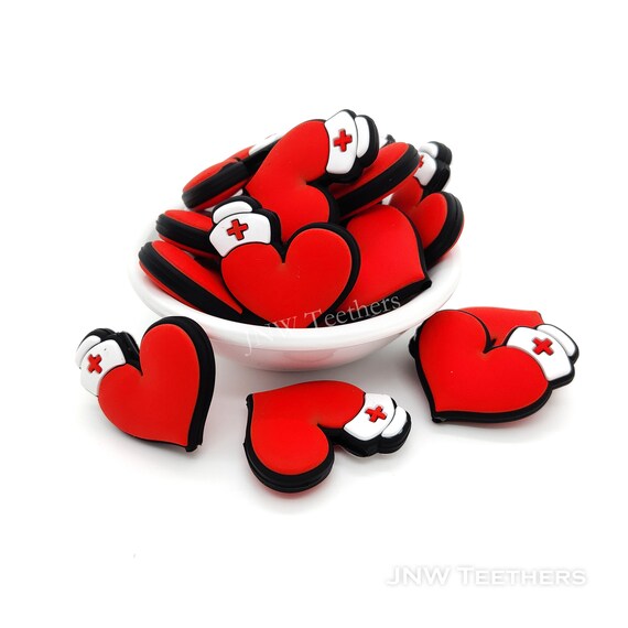 1 100 Medical Heart Silicone Beads Silicone Focal Beads Etsy