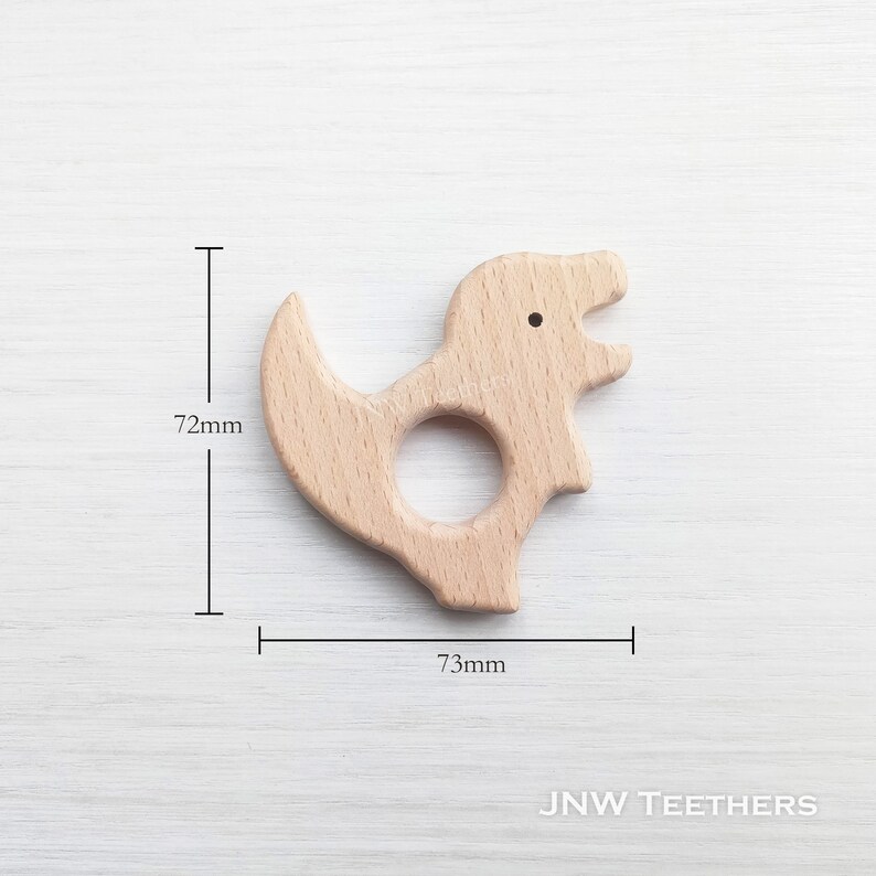 Natural Wooden Dinosaur Teether Wood Teether Without Varnish Wooden Dino Teether 1-100 Beech Wooden Tyrannosaurus Teething Ring