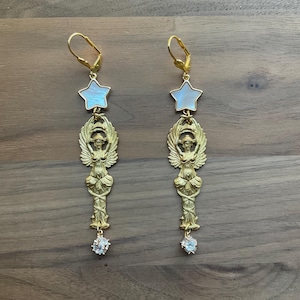 Beautiful GODDESS earrings, statement earrings, brass earrings