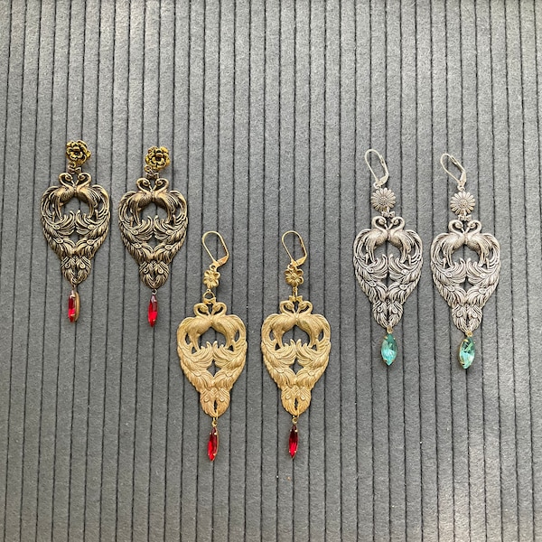 BIRDS OF PARADISE earrings, brass earrings, statement earrings