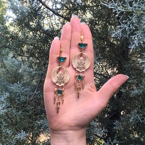 Stunning EGYPT earrings, exquisitely handmade, statement earrings, scarab earrings, brass earrings, Egyptian jewelry