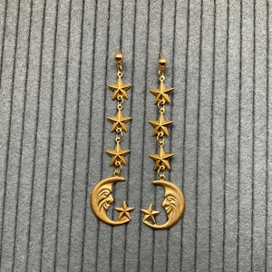 Stunning Celestial Moon and Stars dangle earrings