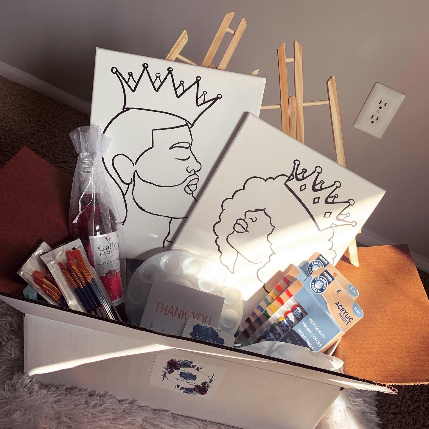 Paint and Sip Kit King & Queen Theme Etsy
