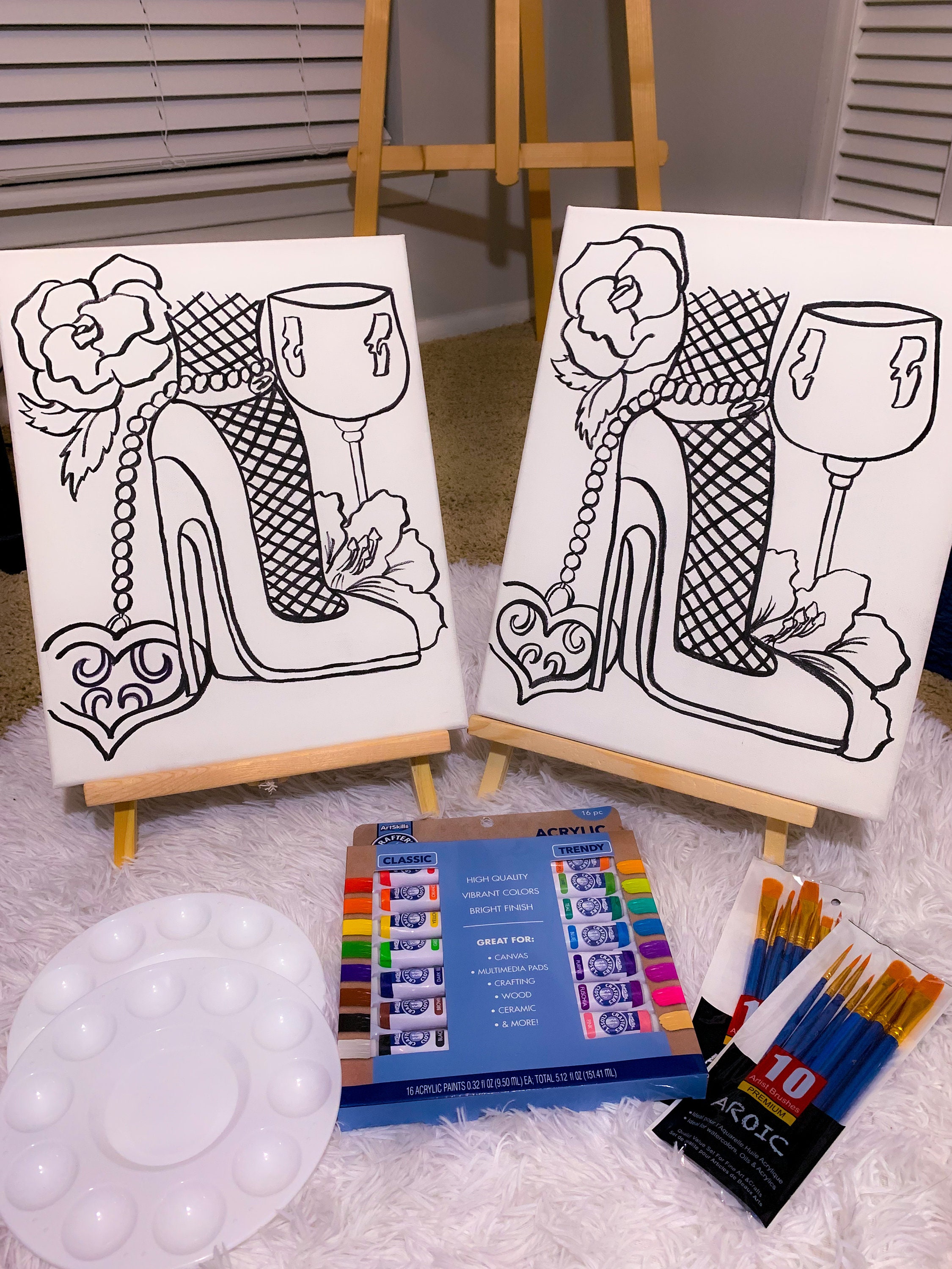 Paint & Sip Kit High Heel Theme Etsy