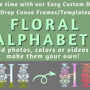 Florales Alphabet (A-Z) ~ Canva Rahmen ~ Canva Templates ~ Einfaches Ablegen und Ziehen! ~ Digital Download ~ Blumen