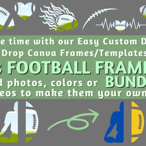 18 Football Frames Bundle ~ Canva Frames ~ Canva Templates ~ Easy Drop and Drag! ~ Digital Download ~ Save Time and Design with Canva Frames