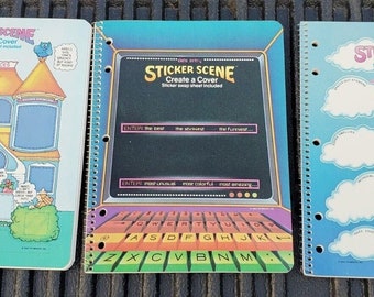 3 1980s Sticker Scene Spiral Bound Notebooks Theme Books RARE Plymouth for your trapper keeper