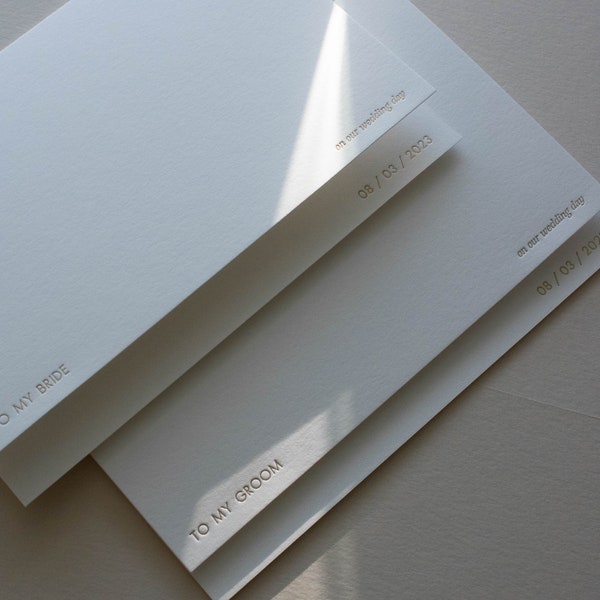 Carte pressée minimaliste « À mon... jour de mariage » avec date 100 % coton