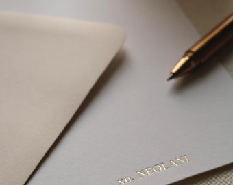 Minimalist Personalized Foil Pressed Note Cards Stationery Set