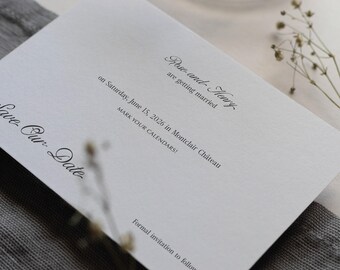 Timeless, Romantic Wedding Save the Date Invitation, Printed Personalized Invites