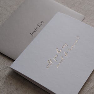 Carte de proposition élégante de demoiselle d'honneur avec enveloppe personnalisée