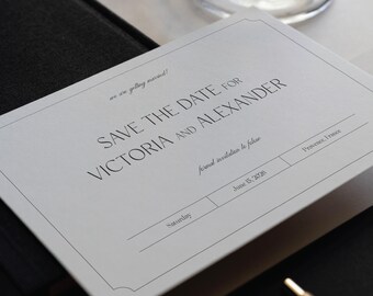 Elegant, Timeless Wedding Save the Date Invitation, Printed Personalized Invites