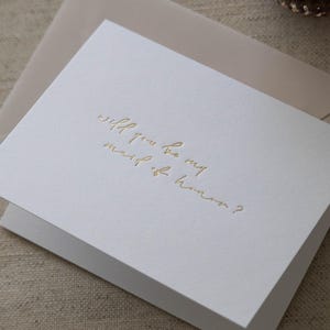 Carte de proposition de demoiselle d'honneur 100 % coton |  Feuille pressée