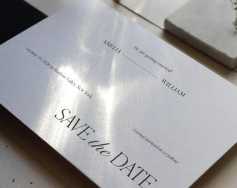 Luxury, Refined Wedding Save the Date Invitation, Printed Personalized Invites