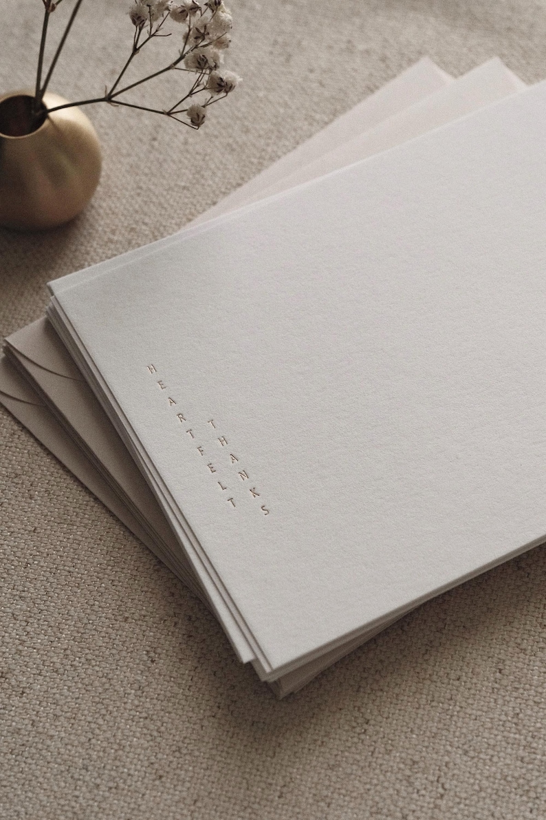 Heartfelt Thanks Thank You Cards | Foil Pressed | Minimal - Etsy