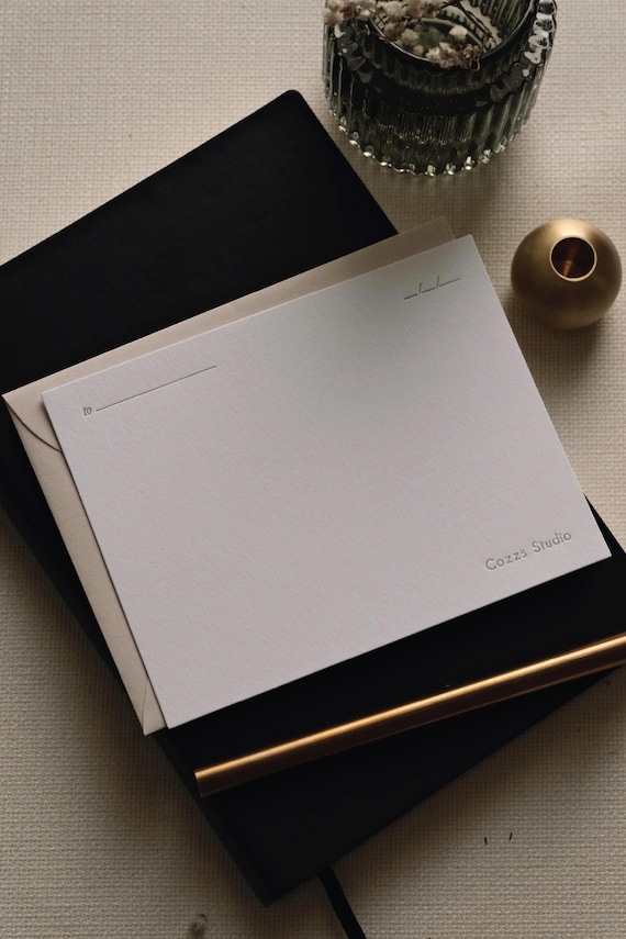 Personalized Note Cards Set with Foil Pressed Minimalist Design