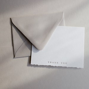 Design One Deckled Edge Foil Pressed Thank You Cards 100% Cotton image 1