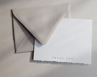 Design One Deckled Edge Foil Pressed Thank You Cards 100% Cotton