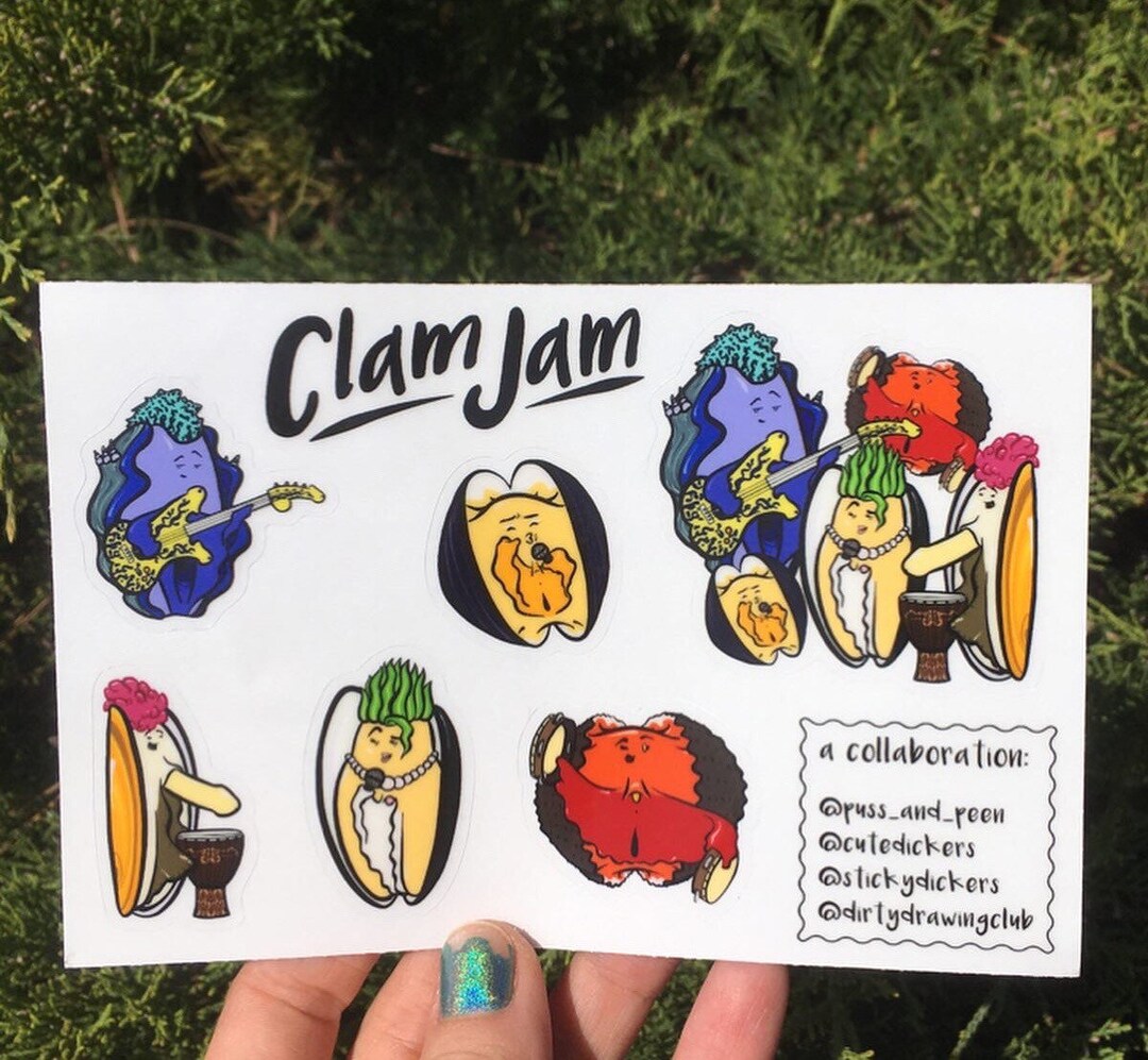Clam Jam Band Sticker Etsy