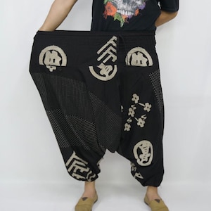 Plus size XXL gestreepte bedrukte katoenen baggy broek, Hmong broek, yoga broek, harem broek, hippie broek, unisex gratis upgrade express verzending