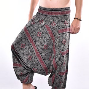 Thai Patroon Design Bedrukte Katoen Baggy broek, Hmong broek, Yoga broek, Harem broek, Boho broek, Hippie broek Gratis Upgrade Express Verzending