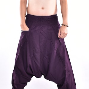 Paars katoenen baggy broek, Hmong broek, yoga broek, harem broek, Boho broek, hippie broek, Unisex gratis upgrade express verzending
