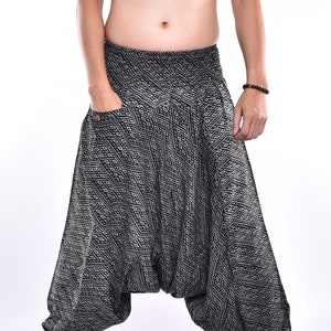 Gestreepte bedrukte katoenen baggy broek, Hmong broek, yoga broek, harem broek, low cut broek, hippie broek, unisex gratis upgrade express verzending