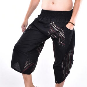 Gratis Upgrade Express Shipping Harem broek, Yoga broek, Wijde been broek, broek, Samurai broek bedrukt met zwarte borstel