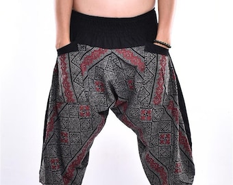 Thai Muster Samurai Hose, Baumwollhose, Unisex Yoga bequem Hose