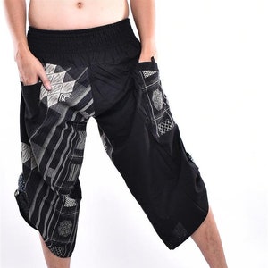 Gratis Upgrade Express Shipping Harem broek, Yoga broek, Wijde been broek, broek, Samurai broek bedrukt met Naka Pattern Design