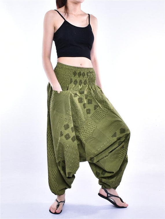 Green Field Printed Cotton Baggy | Etsy