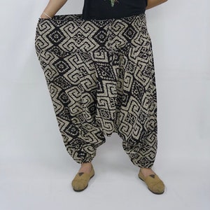 Plus size XL gestreepte bedrukte katoenen baggy broek, Hmong broek, yoga broek, harem broek, hippie broek, unisex gratis upgrade express verzending