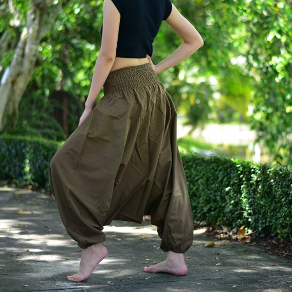Brown Hmong Cotton Baggy Pants, Unisex Thai Hill Tribe Style - Etsy