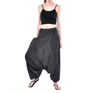 Black Art Bedrukte Katoen Baggy broek, Hmong broek, Yoga broek, Harem broek, Boho broek, Hippie broek, Unisex Gratis Upgrade Express Verzending