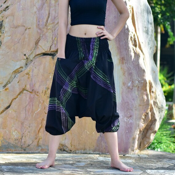 Black Brush Art Printed Capri Baggy Pants Hmong Pants Hill Tribe Pants Tribal Pants Harem Pants Unisex Etsy Australia
