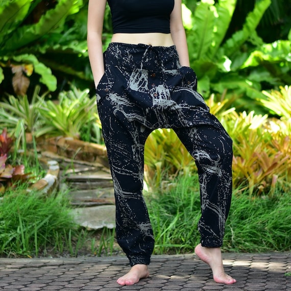 Capri Hammer Pants, Harem Pants, Baggy Pants, Hip Hop Pants, Black Japan  Symbol Printed Design 