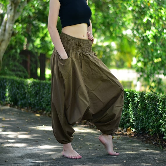 Brown Long Baggy Pants, Hmong Pants, Tribe Pants, Hill Tribe Pants, Unisex  